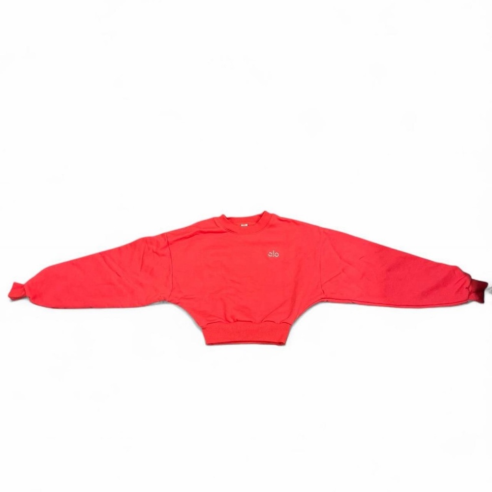 ALO Yoga Cropped Accolade Crewneck - Candy Red